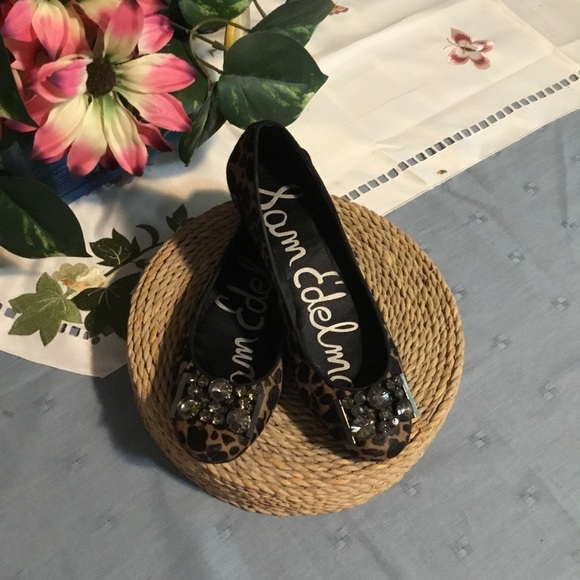 🌹HOST PICK-SAM EDELMAN TOE BEJEWELED LEOPARD PRINT BALLET FLATS/SZ 7.5 - Picture 6 of 9